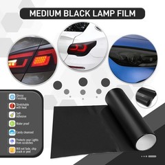 Universal Medium black Headlight Taillight Fog Light Tint Overlay Vinyl Film