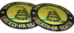 2x Metal Dome Shape Gadsden Snake Decal Sticker Emblem Badge Auto Car Truck 2.2″