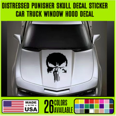12″ to 30″ Distressed Punisher Skull Decal Sticker Vinyl Car Truck Window – SK2