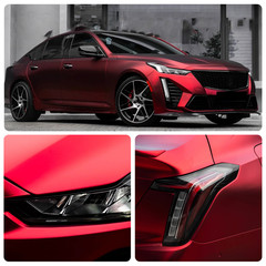 5FTx50FT Ultra Matte Romani Red Vinyl Wrap Turns Glossy When Wet Car Wrap