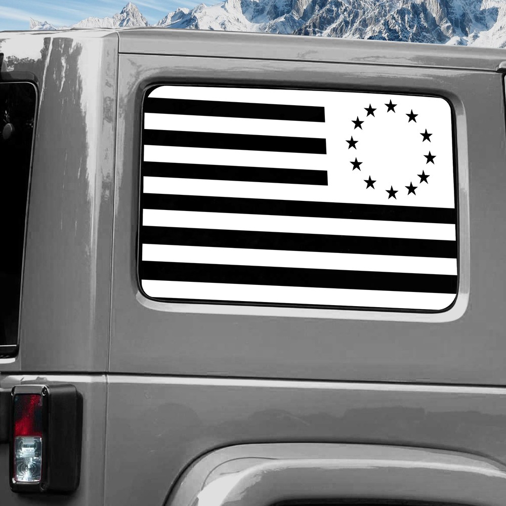 Rear Window Wrap Graphic Decal for Jeep Wrangler 2011-2020 BETSY ROSS WHITE