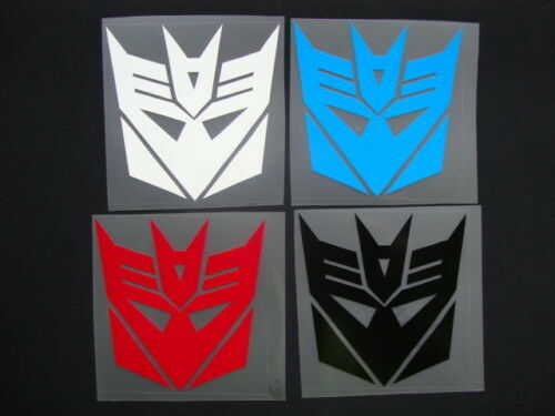 SET OF FOUR 4 INCH TRANSFORMERS DECEPTICON DECALS STICKERS WHITE RED BLACK BLUE