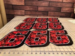 Custom Order Race Car Numbers Package Vinyl Decal Kit Flame Fade