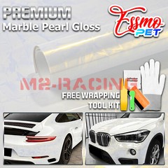 PET Marble Pearl Gloss White Gold Car Vehicle Vinyl Wrap Decal Sheet Sticker