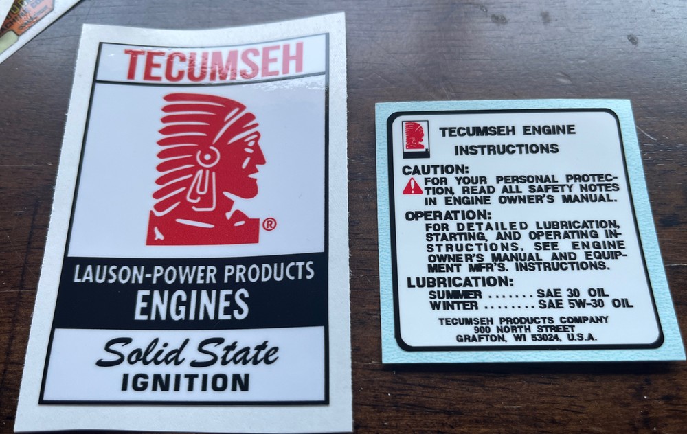 Tecumseh Lauson Power Products Solid State Red Black On White Set Two