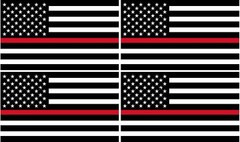 4 – 3″ Thin RED Line American BLACK WHITE Flag Decal Firefighter USA Sticker R