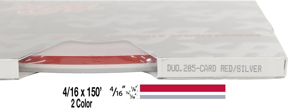 Universal 4/16″ 2-Color Pinstripe (Duo-Tone) 02045285- Cardinal Red/Silver Met.