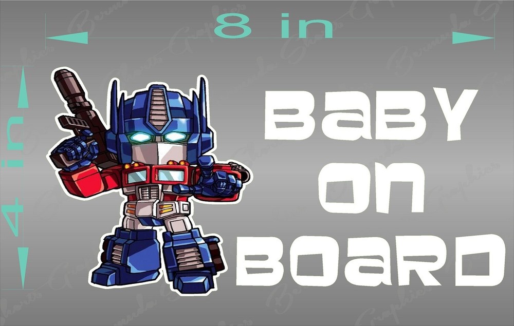 OPTIMUS PRIME Baby on Board Vinyl Decal, Bumper Sticker Vehicle Window Graphic