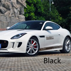 2X Black Sports Car Both Side Body Vinyl Decal Long Stripe Sticker＋Letters
