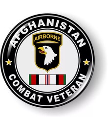 Emblem Car Sticker Chrome ROUND Bezel – Afghanistan Combat Veteran