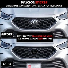 Fits 2020-2023 Toyota Highlander PreCut SMOKE Emblem Tint Front Decal Overlay