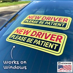 Stickios New Driver Stickers (Non-Magnetic) for Cars & Windows – Yellow