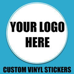 CUSTOM LOGO STICKER White Round Square Shape Multiple Sizes