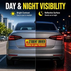 High Visibility Student Driver Car Magnets – Please Be Patient Message Pack