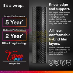 ESSMO PET 7D Carbon Fiber Black High Gloss Car Vinyl Wrap Sticker Decal Sheet