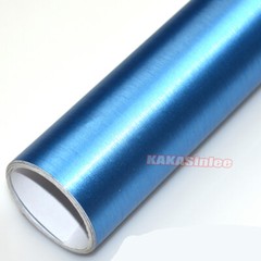 Full Car Wrap Satin Chrome Brushed Steel Grain Metal Vinyl Sticker Light Blue US