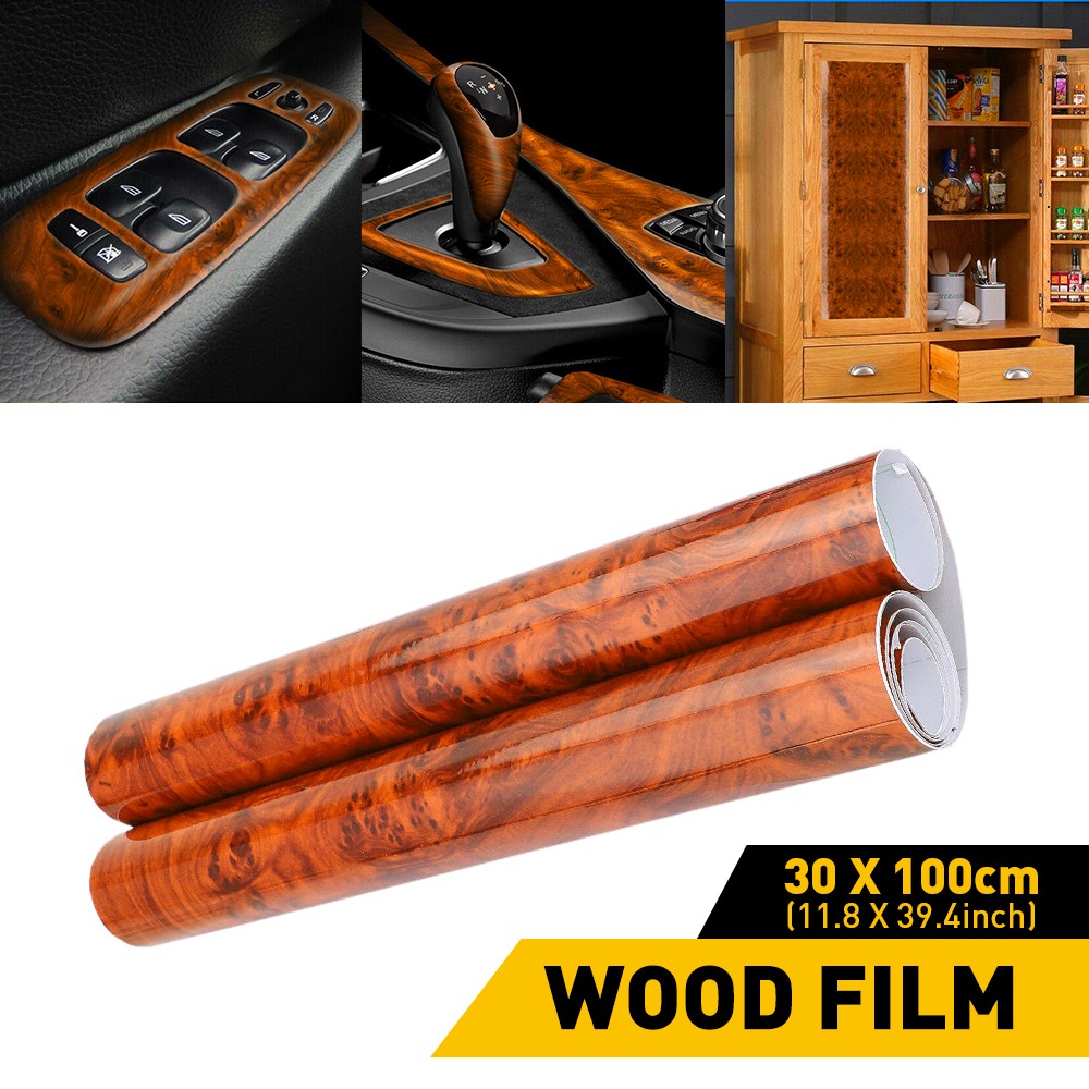 Car Interior Wood Grain Wrap Sticker Decal Sheet Vinyl Film Glossy Decor Trim US