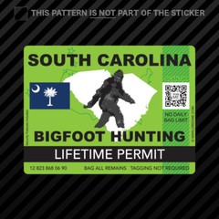 South Carolina Bigfoot Hunting Permit Sticker Vinyl Sasquatch Lifetime
