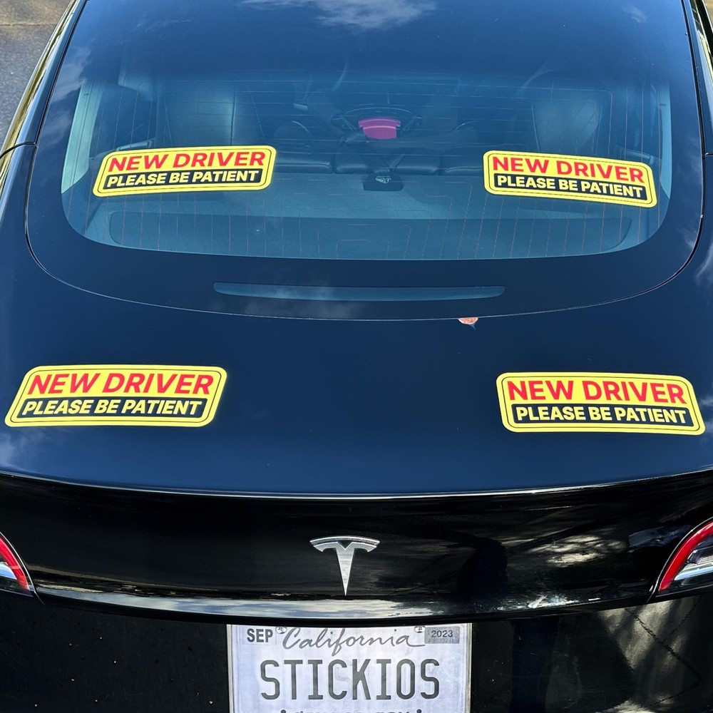 Stickios New Driver Stickers (Non-Magnetic) for Cars & Windows – Yellow