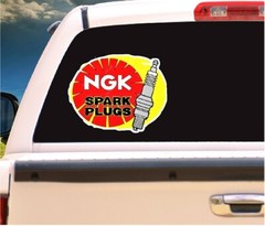 NGK SPARK PLUGS RED YELLOW PLUG RACING CAR TRUCK UV Laminated Vinyl Decal 