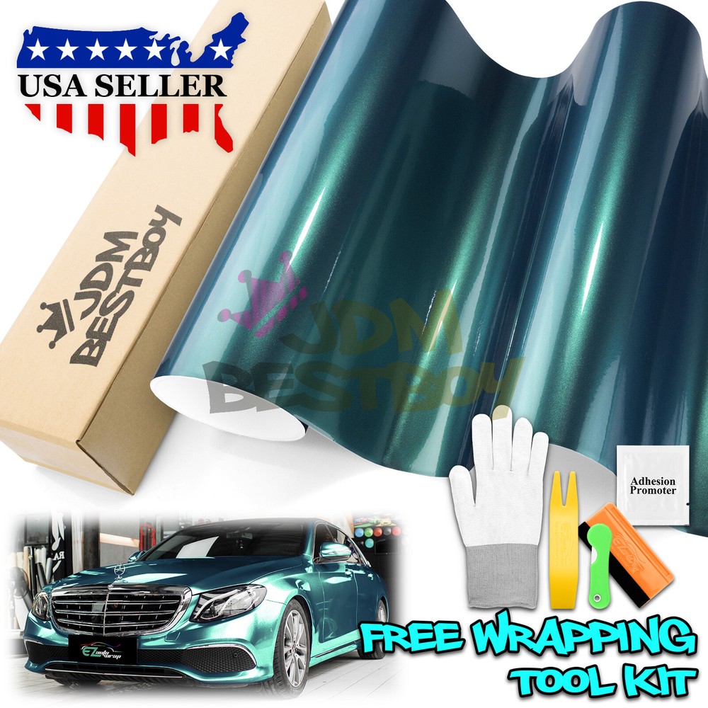Premium Super Gloss Metallic Peacock Green Vinyl Car Wrap Sticker Decal Sheet