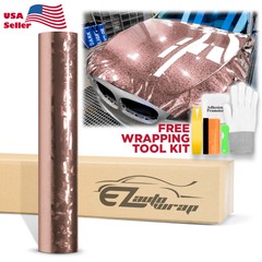 24K Chopped Forged Carbon Fiber Gloss Rose Gold Vinyl Wrap Sticker Decal Sheet