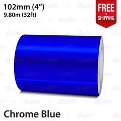 CHROME BLUE 4″ 102mm Roll PIN STRIPE Car Striping Line TAPE Decal Vinyl Sticker