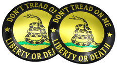 2x Metal Dome Shape Gadsden Snake Decal Sticker Emblem Badge Auto Car Truck 2.2″