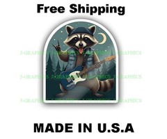 Funny Raccoon Rock on Vinyl Sticker Window Bumper Laptop Tablet Decal Racoons B