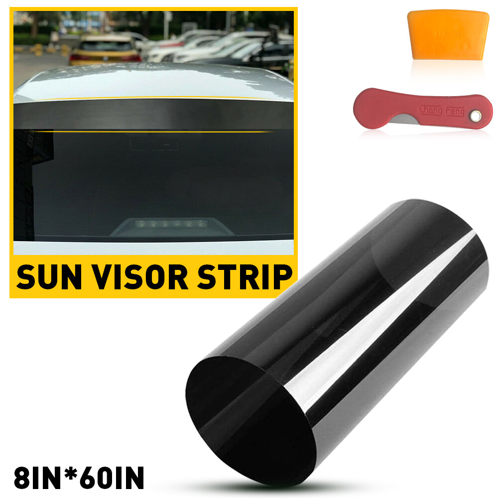 Car Sun Visor Strip Tint Film Front Windshield UV Shade Banner Accessories Black