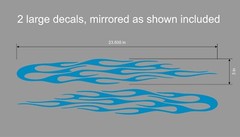 Large Flames Decal Set. 2pc Mirrored. 33 Colors. USA Seller. 6 year vinyl