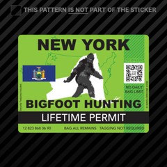 New York Bigfoot Hunting Permit Sticker Self Adhesive Vinyl Sasquatch Lifetime