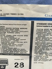 1999 Corvette Manufacturer’s Retail Window Sticker OEM ORIGINAL Chevrolet