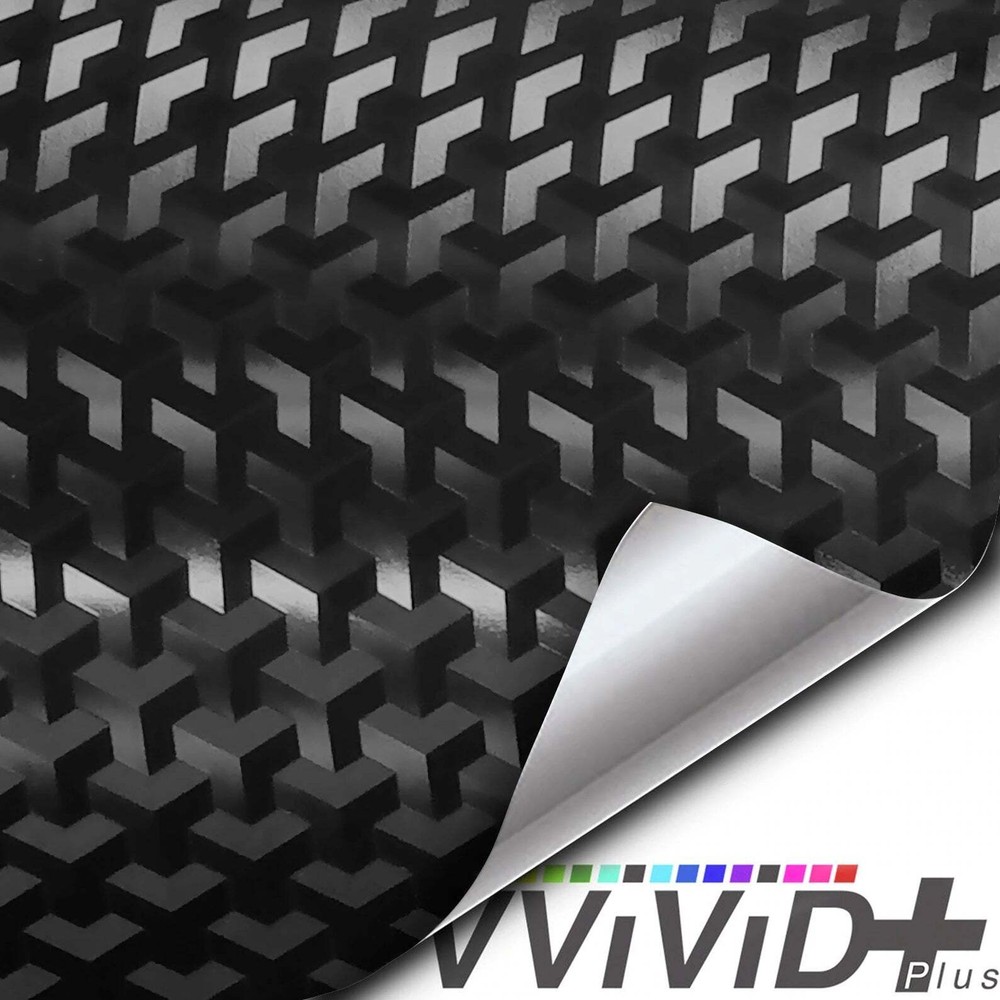 VVivid 2022 VVivid+ Designer Triangles Black Carbon Fiber Vinyl Car Wrap | V481