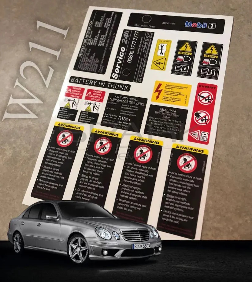 Decal Set Stickers For Mercedes-Benz W211 E Class All Models Best Quality