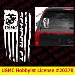 Distressed America Flag Vinyl Decal USMC Semper Fi EGA Veteran Retired AY051