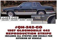 QH-242-GO 1987 OLDSMOBILE – OLDS 442 REPRODUCTION STRIPE KIT – BODY DECAL NAMES