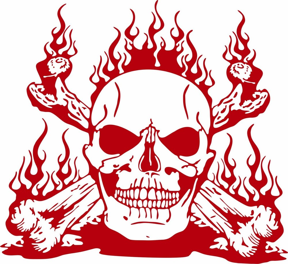 Skull Flames Cross Bones Zombie Car Truck Window Laptop Vinyl Decal Sticker