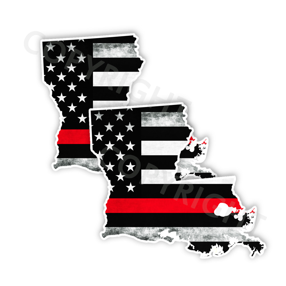 Thin Red Line Decal State Louisiana Vinyl Stickers – Various Size Distress