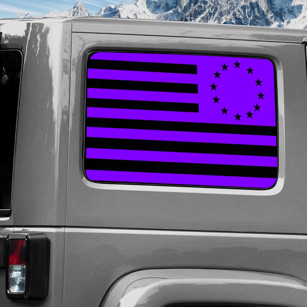 Rear Window Wrap Graphic Decal for Jeep Wrangler 2011-2020 BETSY ROSS PURPLE