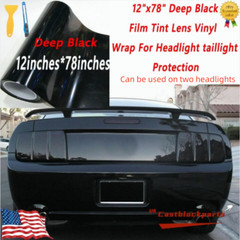 12″x78″ Glossy Deep Black Tint Vinyl Film For Light Headlight Taillight Fog lamp