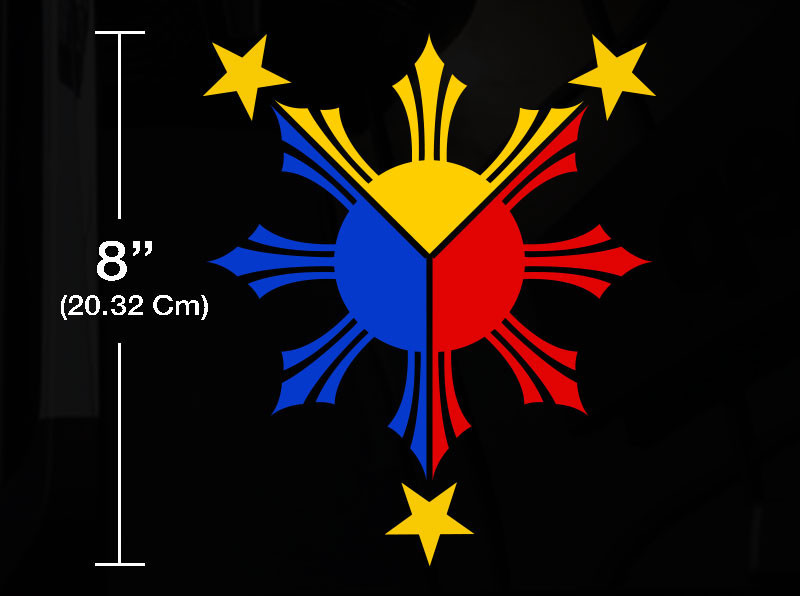 Filipino Vinyl Car Decal Sticker 8″(H) w/ Philippine Flag 3 colors Create No3