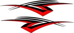 vinyl graphics stripe/ swoosh 2 decal sticker set 5″x22″ red & black
