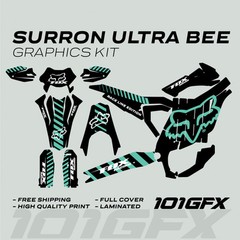 Surron Ultra Bee Graphics Kit FOX RACE LINE Black Mint Decals Stickers