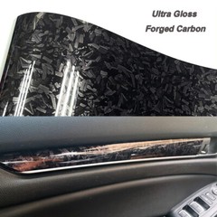 Premium Ultra Gloss PET Liner Black Forged Carbon Fiber Vinyl Wrap Air Release
