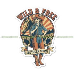 Cowgirl Vinyl Decal Sticker Rodeo Southern Country Horse U