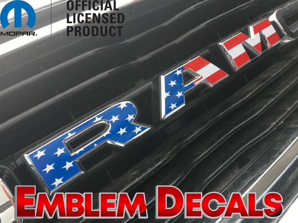 RAM 1500 DT Grill Emblem Decal 19 20 21 2022 2023 2024 SOLID COLORS & USA DESIGN