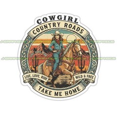Cowgirl Vinyl Decal Sticker Rodeo Country Horse C