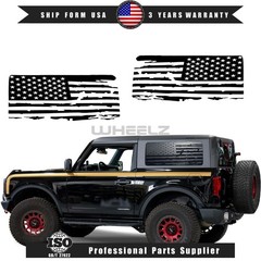 Distressed USA Flag Window Stickers Vinyl Decal For Ford Bronco 2021-24 2-Door