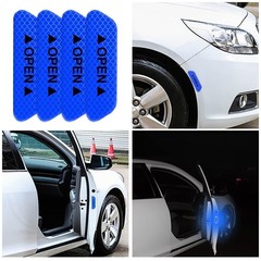 4Pcs Blue Reflective Door Open Warning Stickers Fits Car
